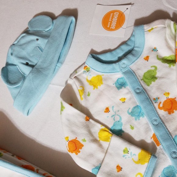 Gymboree Brand New Baby {Elephant Parade} 0-3 month NWT blanket, Sleeper & NWOT - Picture 4 of 8